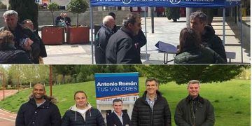 Román y Esteban, de campaña en Guadalajara pidiendo el voto para el Partido Popular