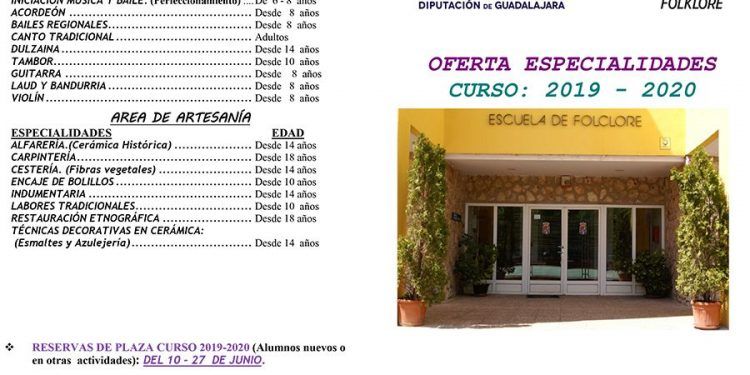 Abierta la reserva de plaza para el curso 19-20 en la Escuela de Folklore de la Diputación de Guadalajara