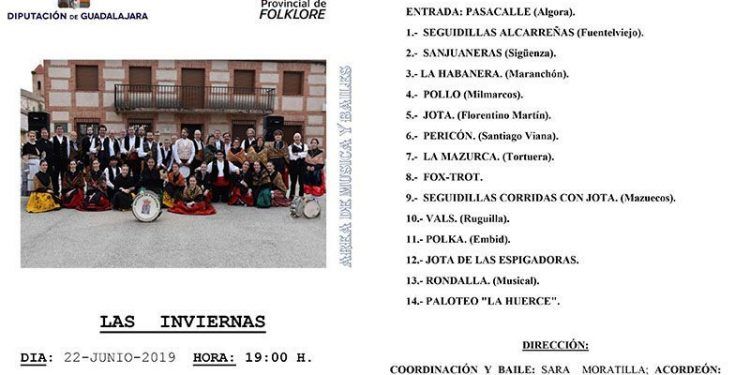 La Escuela de Folklore de la Diputación de Guadalajara ofrecerá este sábado una actuación de su Área de Música y Bailes en Las Inviernas