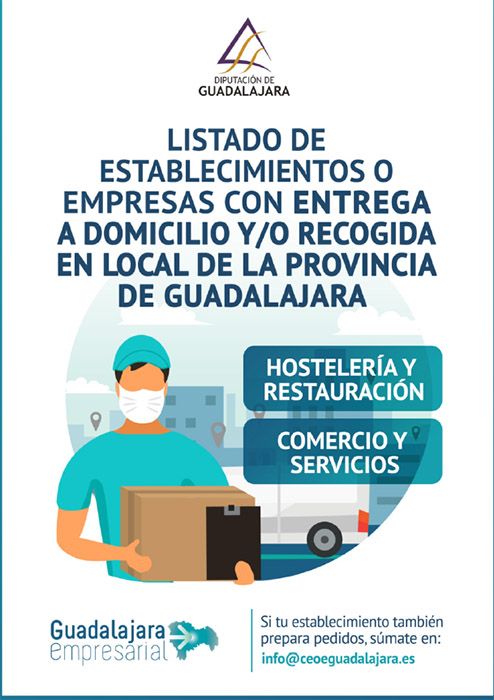 El directorio de establecimientos de la provincia de Guadalajra con servicio a domicilio crece un 60% en una semana
