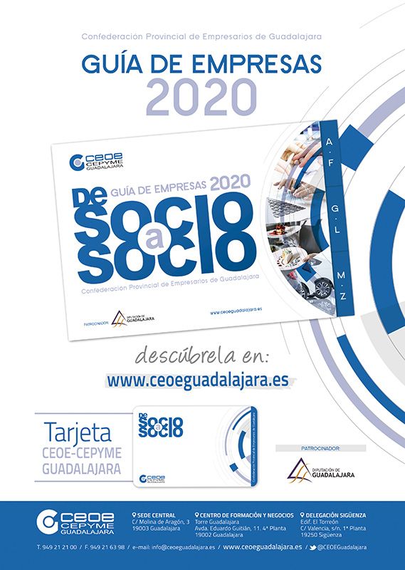 CEOE-Cepyme Guadalajara y la Diputación lanzan la guía de empresas de socio a socio 2020