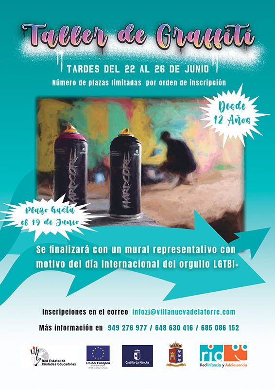 El Ayuntamiento de Villanueva de la Torre organiza un Taller de Graffiti para chavales gratuito con motivo del Día Internacional del Orgullo LGTBIQ+