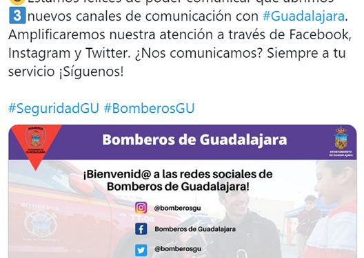 El Cuerpo de Bomberos de Guadalajara estrena también perfiles en redes sociales para acercar su labor a la ciudadanía El Cuerpo de Bomberos de Guadalajara estrena también perfiles en redes sociales para acercar su labor a la ciudadanía