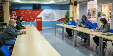 Reunión entre representantes socialistas en el Congreso y el Senado con los nuevos dirigentes sindicales de UGT y CCOO en Guadalajara