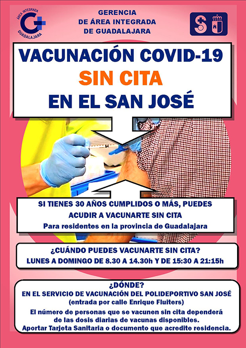 A partir de este lunes las personas de 30 años o más pendientes de recibir la dosis de refuerzo frente a la Covid-19 podrán vacunarse en el San José
