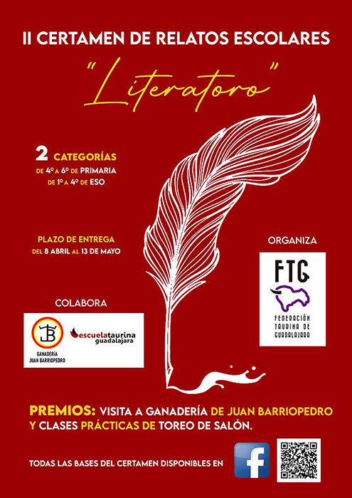a Federación Taurina de Guadalajara lanza de nuevo el certamen de relatos escolares Literatoro