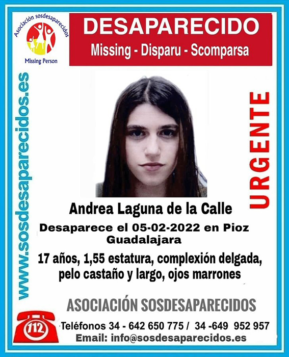 Buscan a Andrea, una  menor de 17 años desaparecida en Pioz