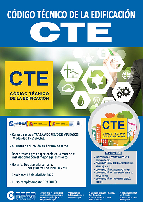 Últimas plazas para los cursos de inglés profesional, código técnico de la edificación y gestión contable de CEOE-Cepyme Guadalajara