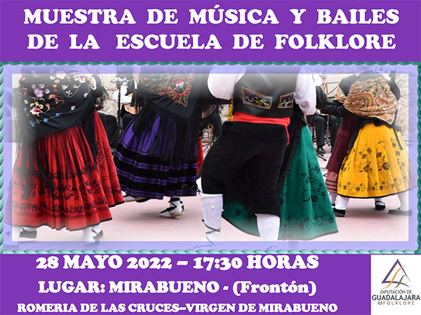 Muestra de música y bailes de la Escuela de Folklore de la Diputación de Guadalajara el sábado 28 en Mirabueno