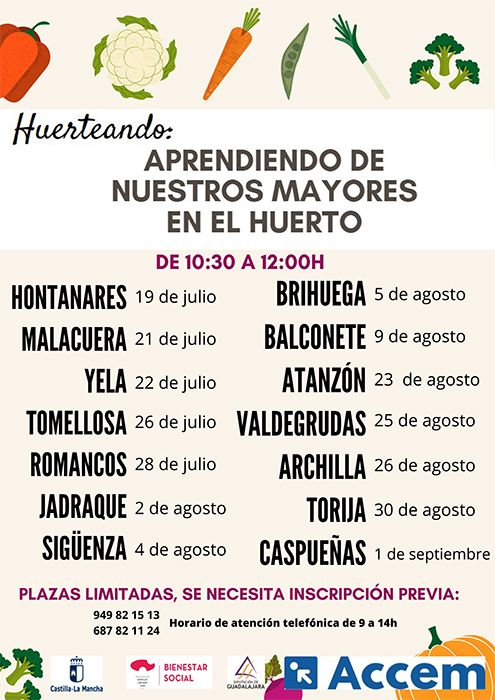 ACCEM realizará este verano “Huerteando”, la nueva actividad intergeneracional por el medio rural de Guadalajara