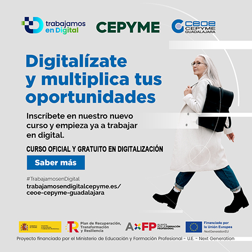 CEOE-Cepyme Guadalajara oferta de manera gratuita el curso “Digitalización aplicada al sector productivo”