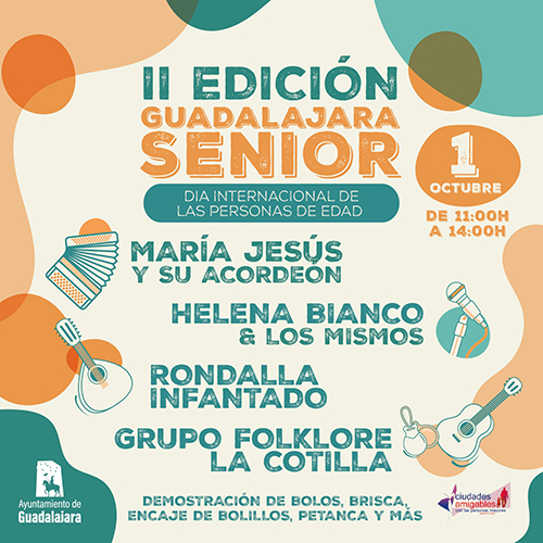 María Jesús y su acordeón estará este sábado en Guadalajara para celebrar el Día Internacional de las Personas con Edad