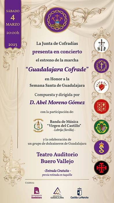 El Buero Vallejo acogerá el estreno oficial de la marcha en Honor a la Semana Santa de Guadalajara