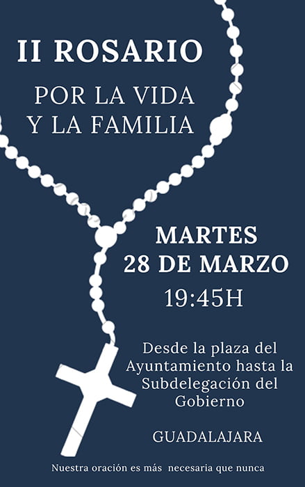 Convocado en Guadalajara el II Rosario por la Vida y la Familia