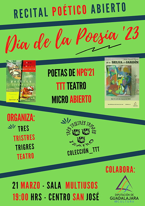La Diputación de Guadalajara y la Colección TTT celebran el Día de la Poesía con un recital poético abierto