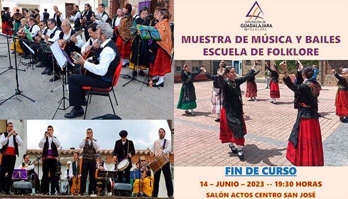 La Escuela de Folklore de la Diputación de Guadalajara realizará la actuación de Música y Baile de fin de curso el próximo miércoles en el Centro San José