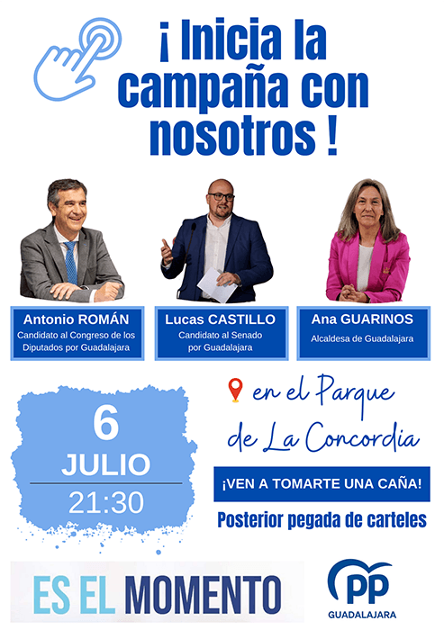 El PP de Guadalajara inicia la campaña electoral este jueves en el parque de La Concordia con un acto abierto a la ciudadanía