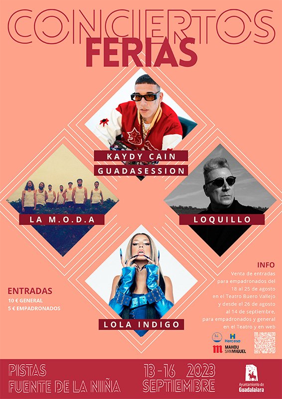 El Ayuntamiento de Guadalajara edita los carteles de los conciertos y festivales de las Ferias y fiestas 2023