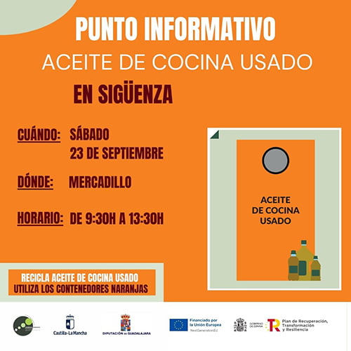 El punto informativo de la recogida selectiva del aceite de cocina usado llega a Sigüenza