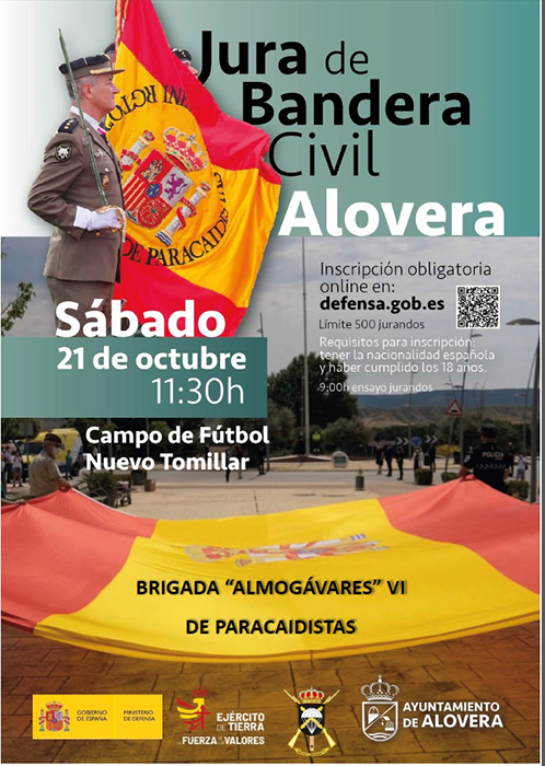 El 21 de octubre,  Jura de Bandera de personal civil en Alovera