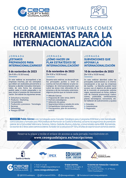 CEOE-Cepyme Guadalajara organiza un nuevo ciclo de jornadas de comercio exterior en el mes de noviembre