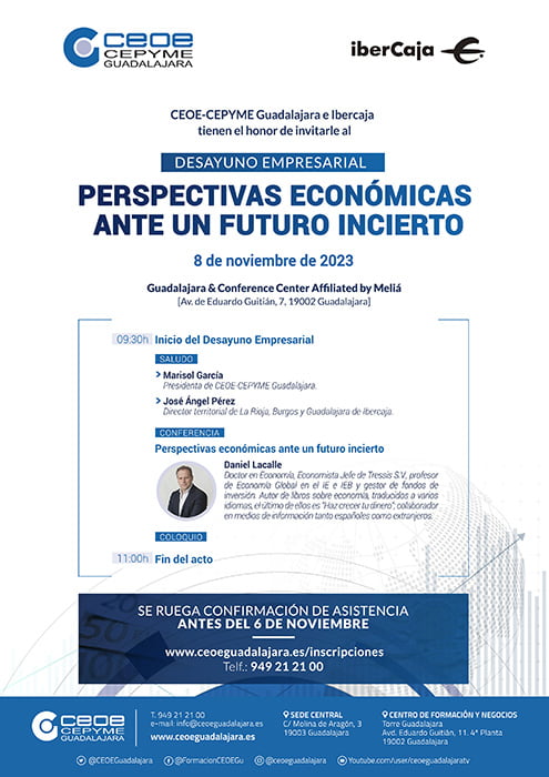 El prestigioso economista Daniel Lacalle será el protagonista de un nuevo desayuno con empresarios de CEOE-Cepyme Guadalajara