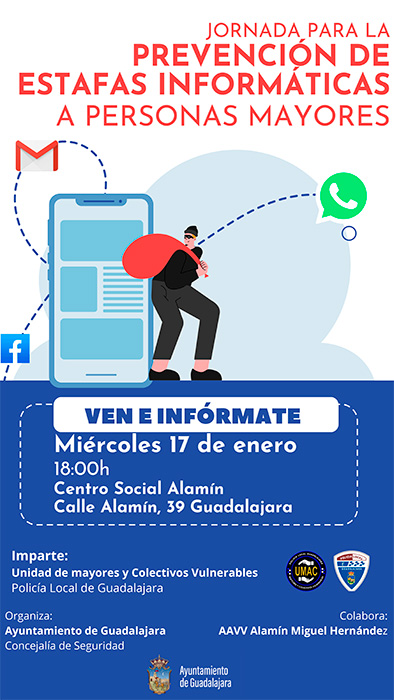 La Policía Local de Guadalajara ofrecerá charlas a personas mayores para prevenir estafas informáticas a través del móvil