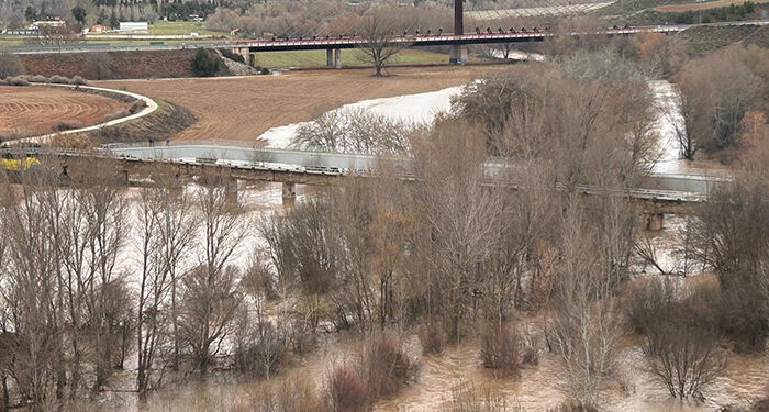 Así baja el río Henares a su paso por Guadalajara este domingo: hay varias carreteras cortadas en la provincia